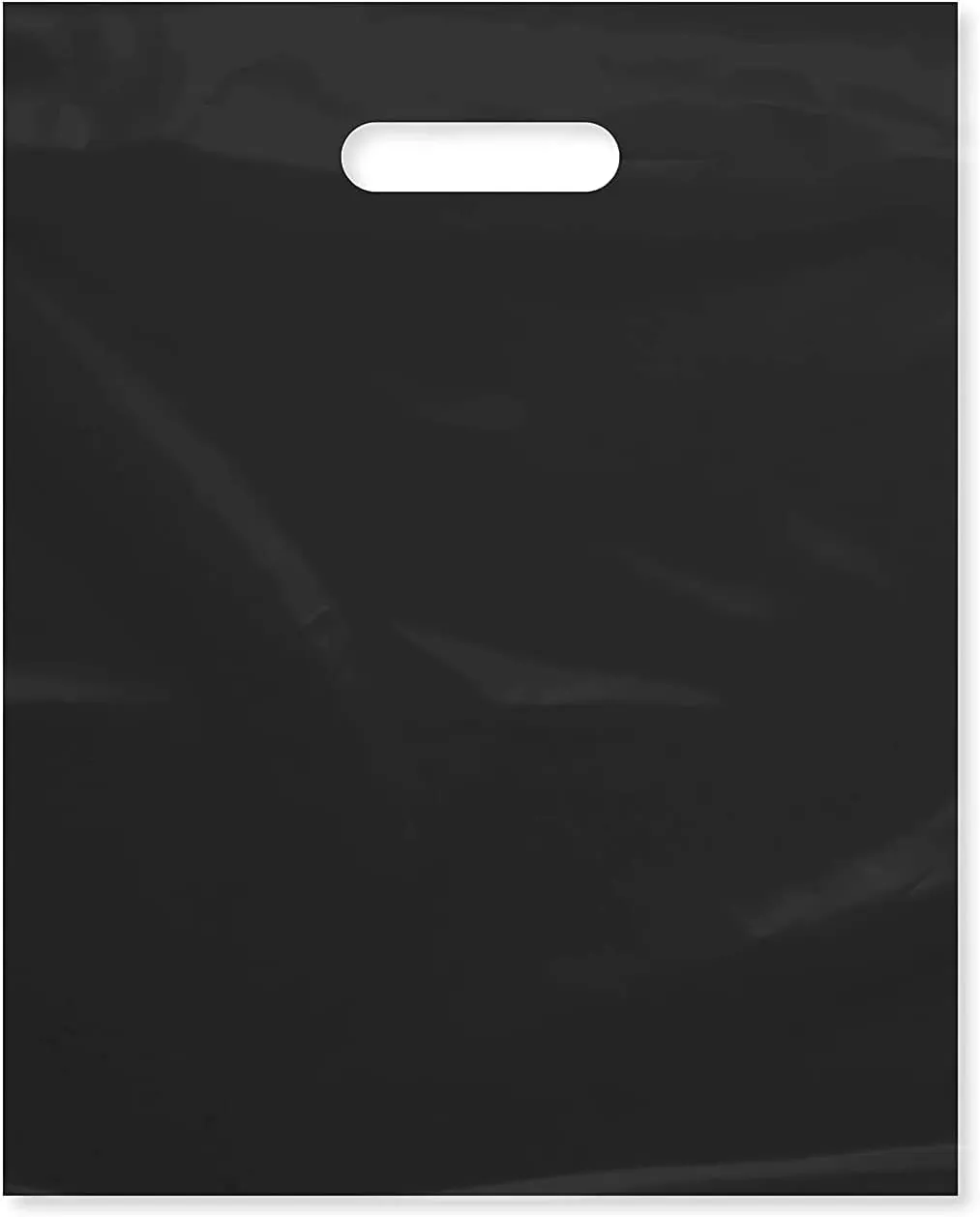 Infinite Pack Plastic Bag with Die Cut Handle Bag 16" x 18" Black Plastic Merchandise Bags 100 Pack for Retail, Gifts, Trade Show and More