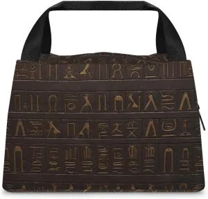 Insulated Bag Handbag,Ancient Egyptian Hieroglyph Print Portable Thermal Bag,wear-resistant Insulation Bag,outdoor Insulation Bag