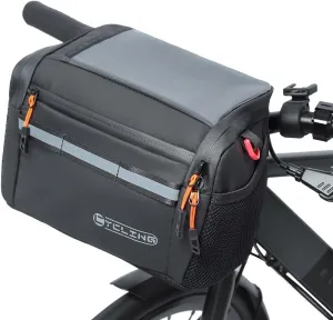 Insulated Bike handlebar bag, Bike Basket front Bag Cooler Storage Pouch with TPU Touch Screen, Bike Phone Bag Holder Sensitive Frame Tube bike Bag with Shoulder Strap for Outdoor Trip