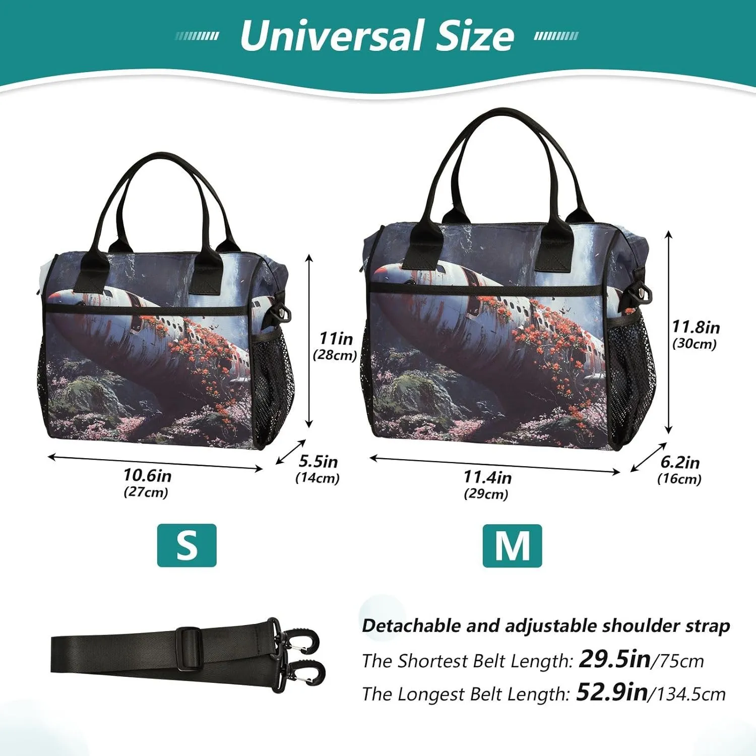 Insulated Lunch Bag Abandoned Airplane for Women Men Leakproof Thermal Lunch Box Cooler Bag for Office, Outdoor, Travel Medium