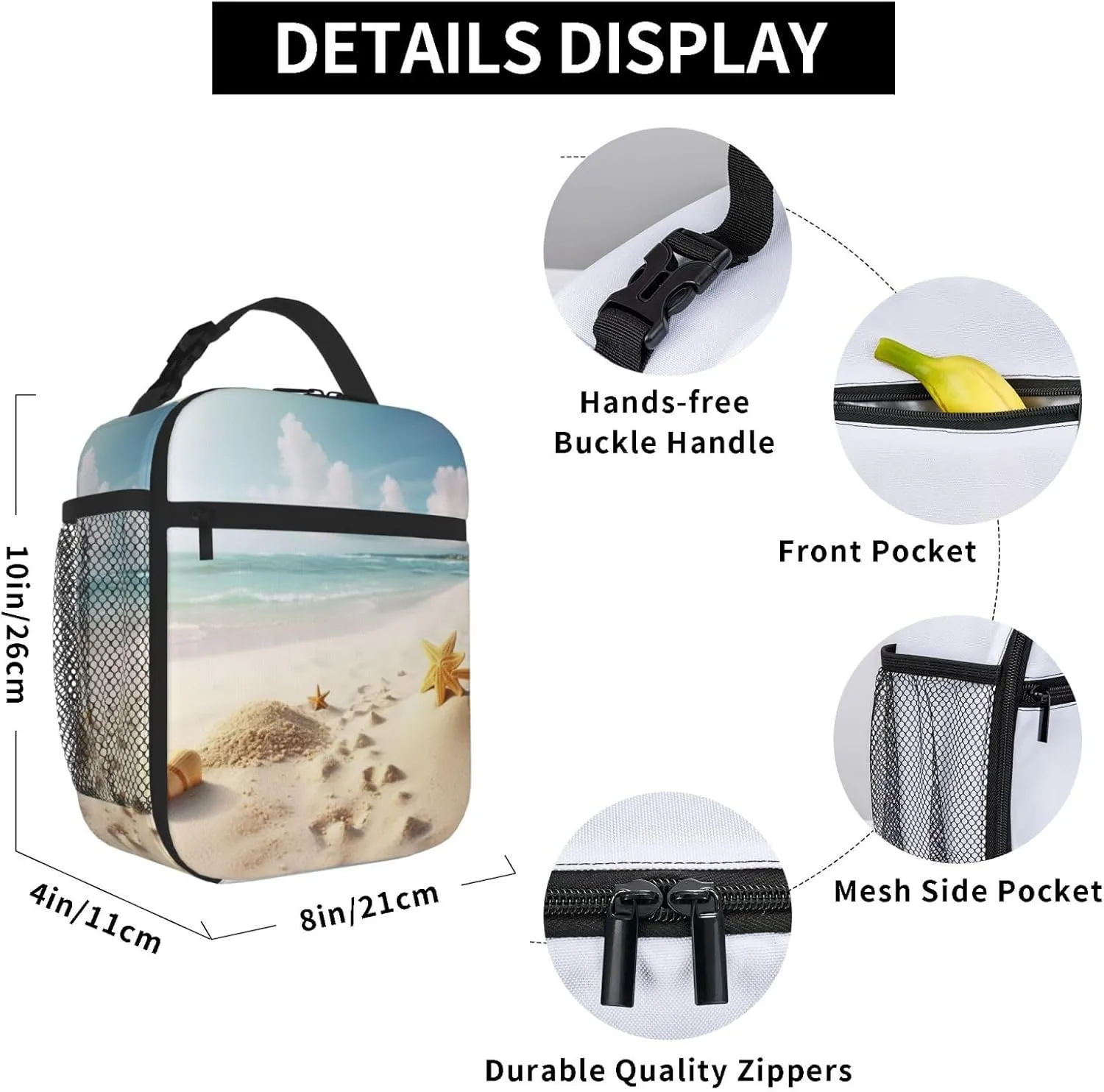 Insulated Lunch Bag Beach Theme Lunch Box Lunch Bag for Women Lunch Tote Bags Reusable Lunchbox