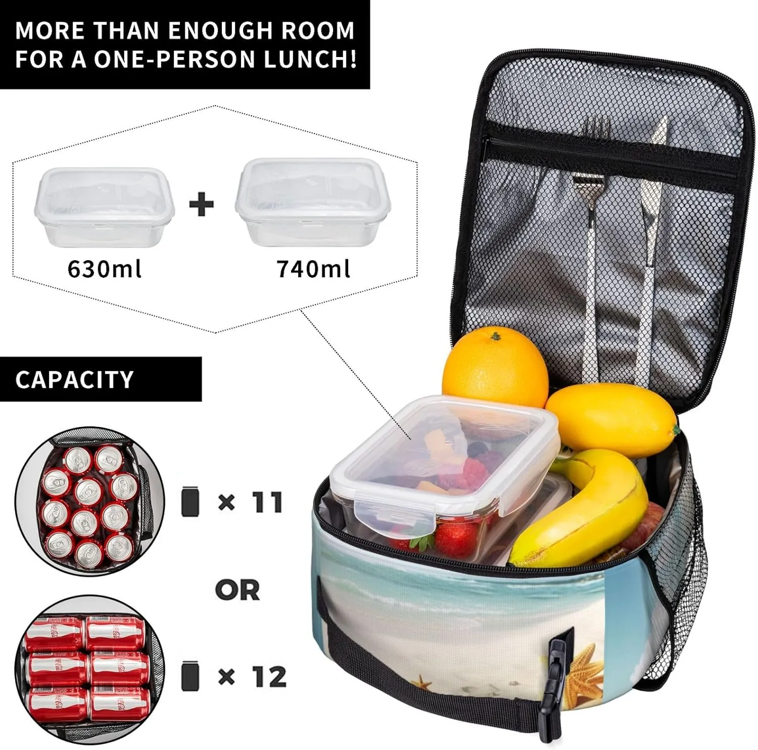 Insulated Lunch Bag Beach Theme Lunch Box Lunch Bag for Women Lunch Tote Bags Reusable Lunchbox