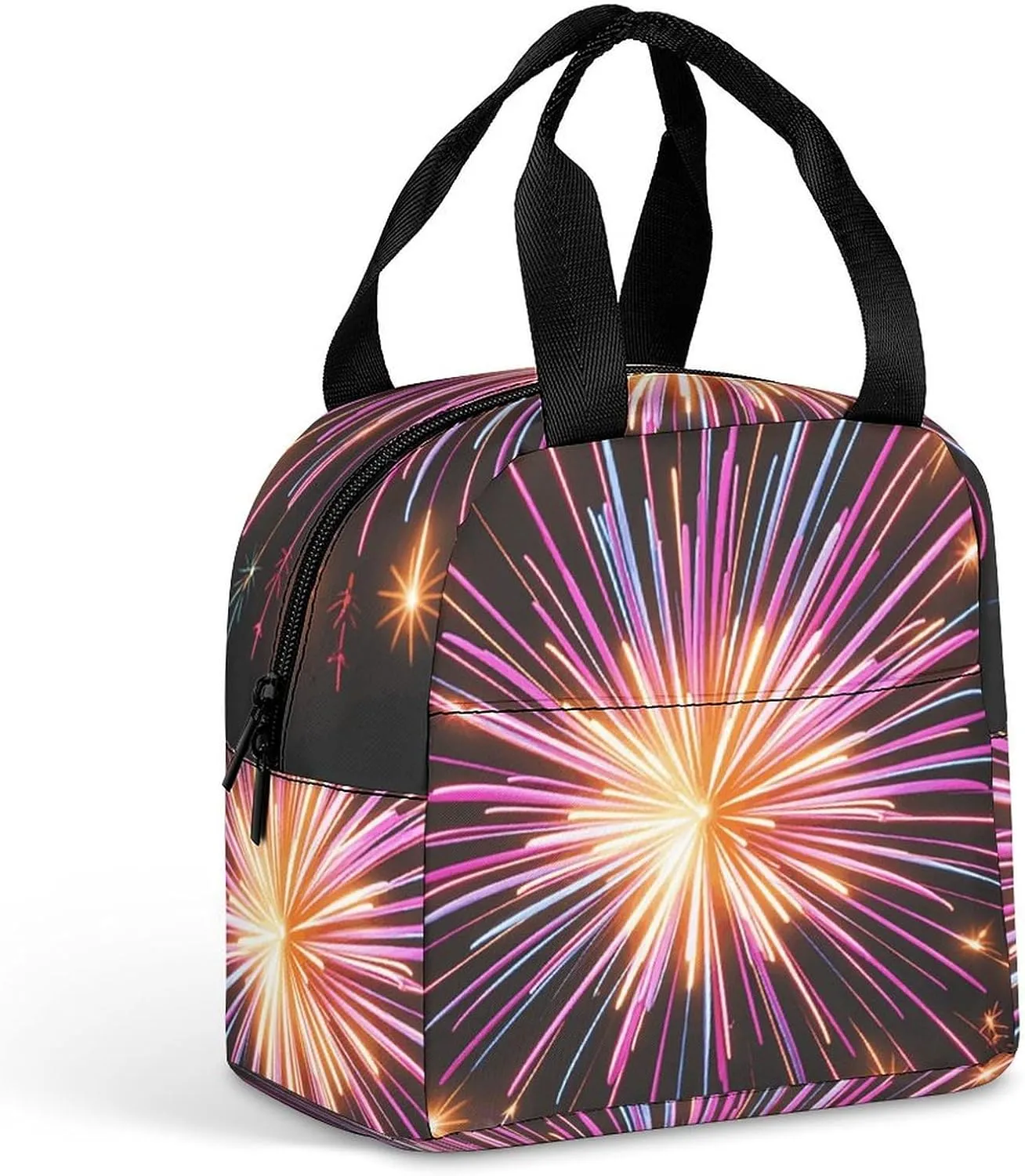 Insulated Lunch Bag Explosion Fireworks 3D Lunchbox for Women Men Reusable Lunch Box Leakproof Cooler Tote Bag Protable Lunch Cooler Bags Lunch Container for Work Office