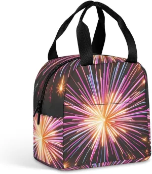 Insulated Lunch Bag Explosion Fireworks 3D Lunchbox for Women Men Reusable Lunch Box Leakproof Cooler Tote Bag Protable Lunch Cooler Bags Lunch Container for Work Office