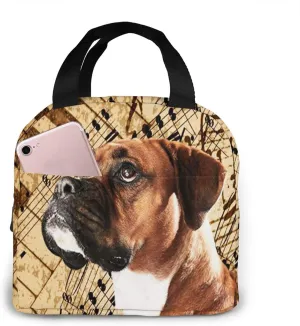 Insulated Lunch Bag for Women Men Boys Girls Lovely Boxer Dog Music Notes Piano, Reusable Lunch Box Tote Organizer Cooler Bag Container for School Work Travel Picnic