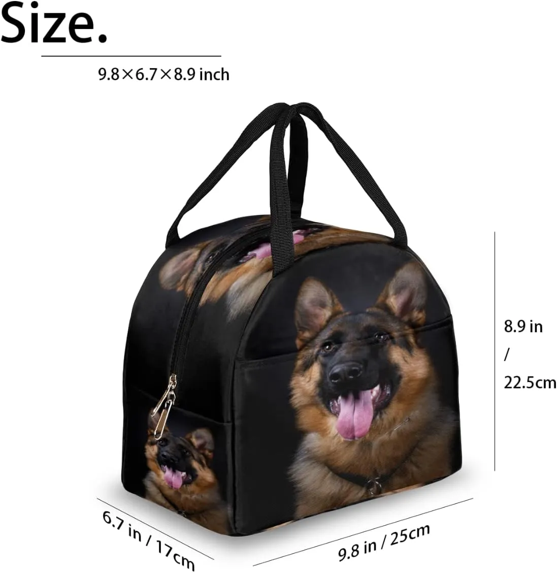 Insulated Lunch Bag for Women Men Dog German Shepherd Waterproof Thermal Tote Bag Reusable Lunch Box Container Lunch Holder Leakproof Lunch Cooler Bag Picnic Travel Work