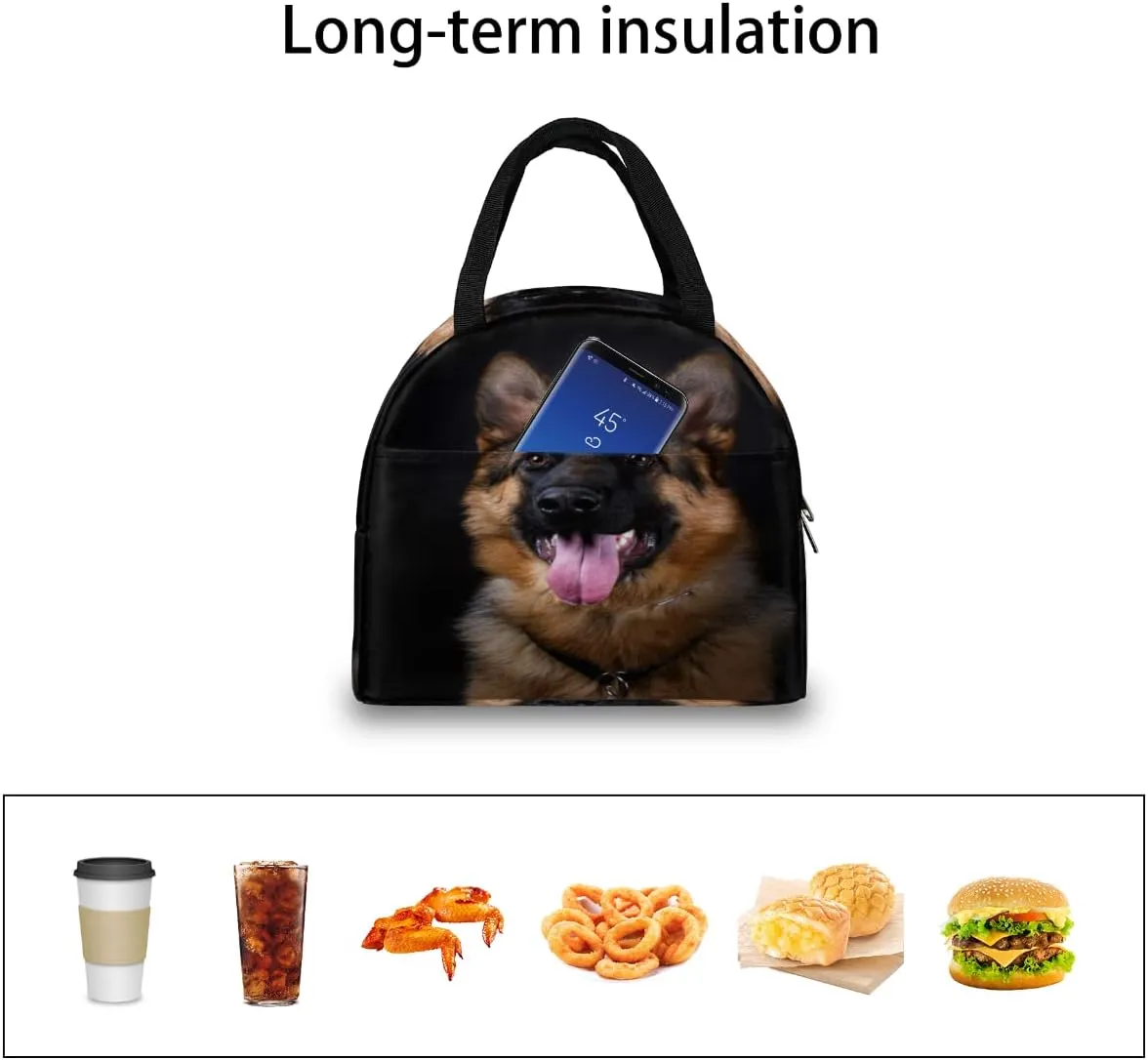 Insulated Lunch Bag for Women Men Dog German Shepherd Waterproof Thermal Tote Bag Reusable Lunch Box Container Lunch Holder Leakproof Lunch Cooler Bag Picnic Travel Work