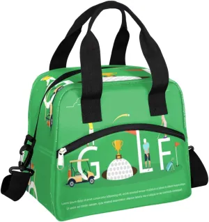 Insulated Lunch Bag for Women Men Green Cute Sport Ball Golf Lunch Box Reusable Lunch Cooler Bag Large Lunch Tote Bag for Work Picnic Travel School