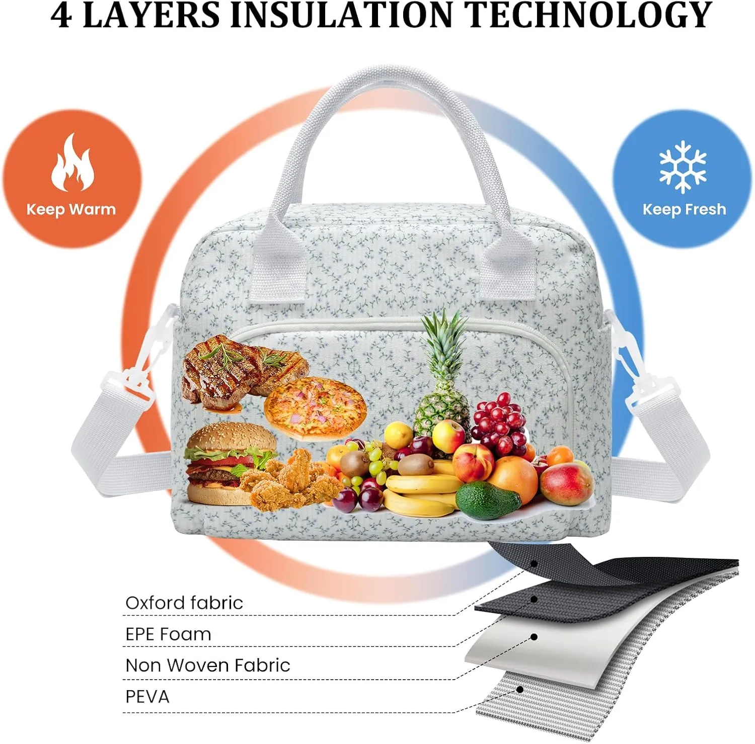 Insulated Lunch Bag for Women Men Large Reusable Lunch Box Adult Leakproof Portable Cooler Tote Bags for Work Picnic (lavender)