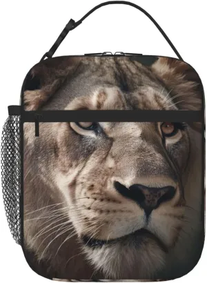 Insulated Lunch Bag for Women Men Lion's Focused Expression Print Lunch Box Reusable Lunch Tote Bags Leakproof Cooler Bag Portable Lunch Container for Travel Picnic Office