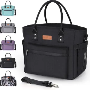 Insulated Lunch Bag for Women/Men,LeakProof Adult Lunch Box,Large Lunch Tote Bag with Removable Shoulder Strap,Portable Reusable Lunch Cooler Bag for Office Work Picnic Beach