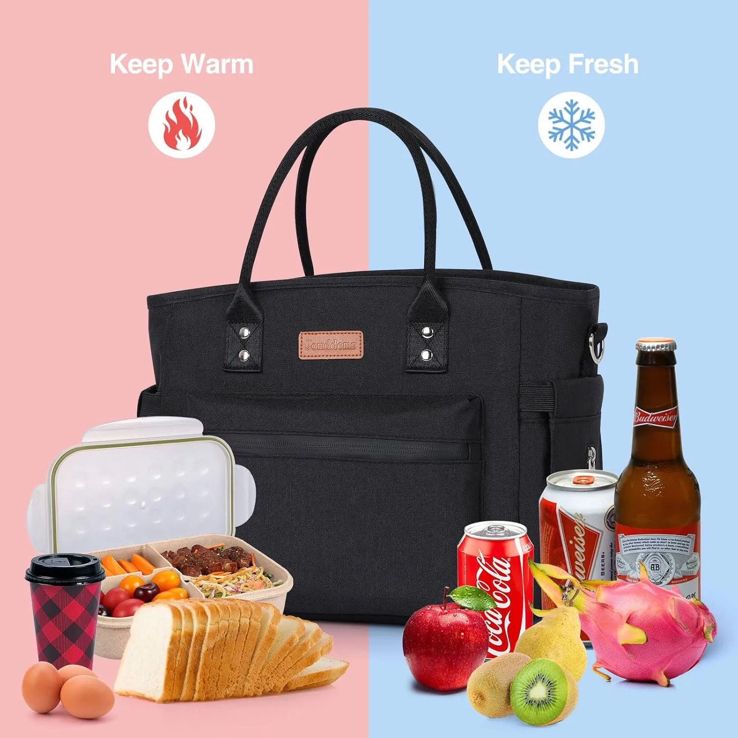Insulated Lunch Bag for Women/Men,LeakProof Adult Lunch Box,Large Lunch Tote Bag with Removable Shoulder Strap,Portable Reusable Lunch Cooler Bag for Office Work Picnic Beach