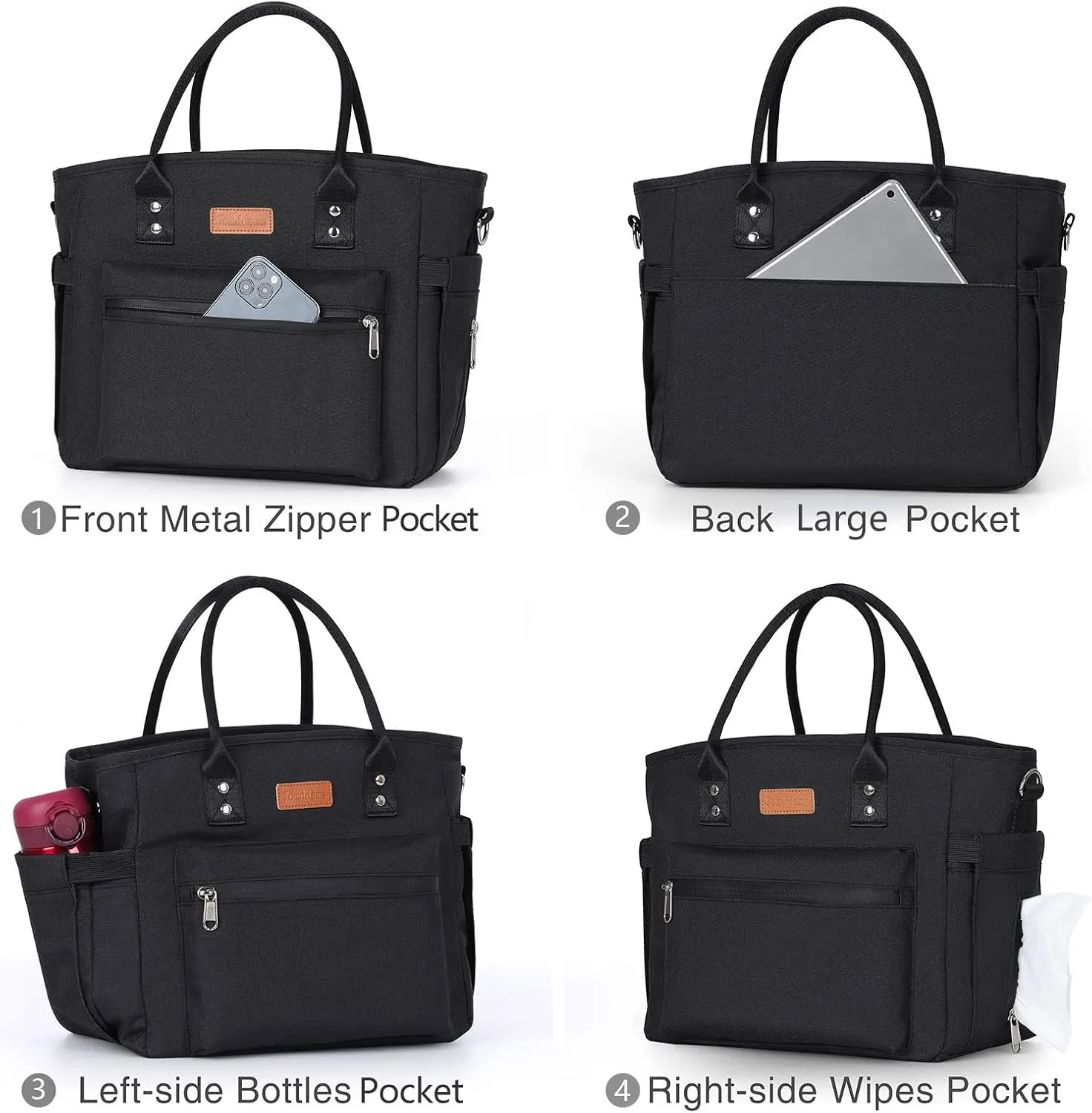 Insulated Lunch Bag for Women/Men,LeakProof Adult Lunch Box,Large Lunch Tote Bag with Removable Shoulder Strap,Portable Reusable Lunch Cooler Bag for Office Work Picnic Beach