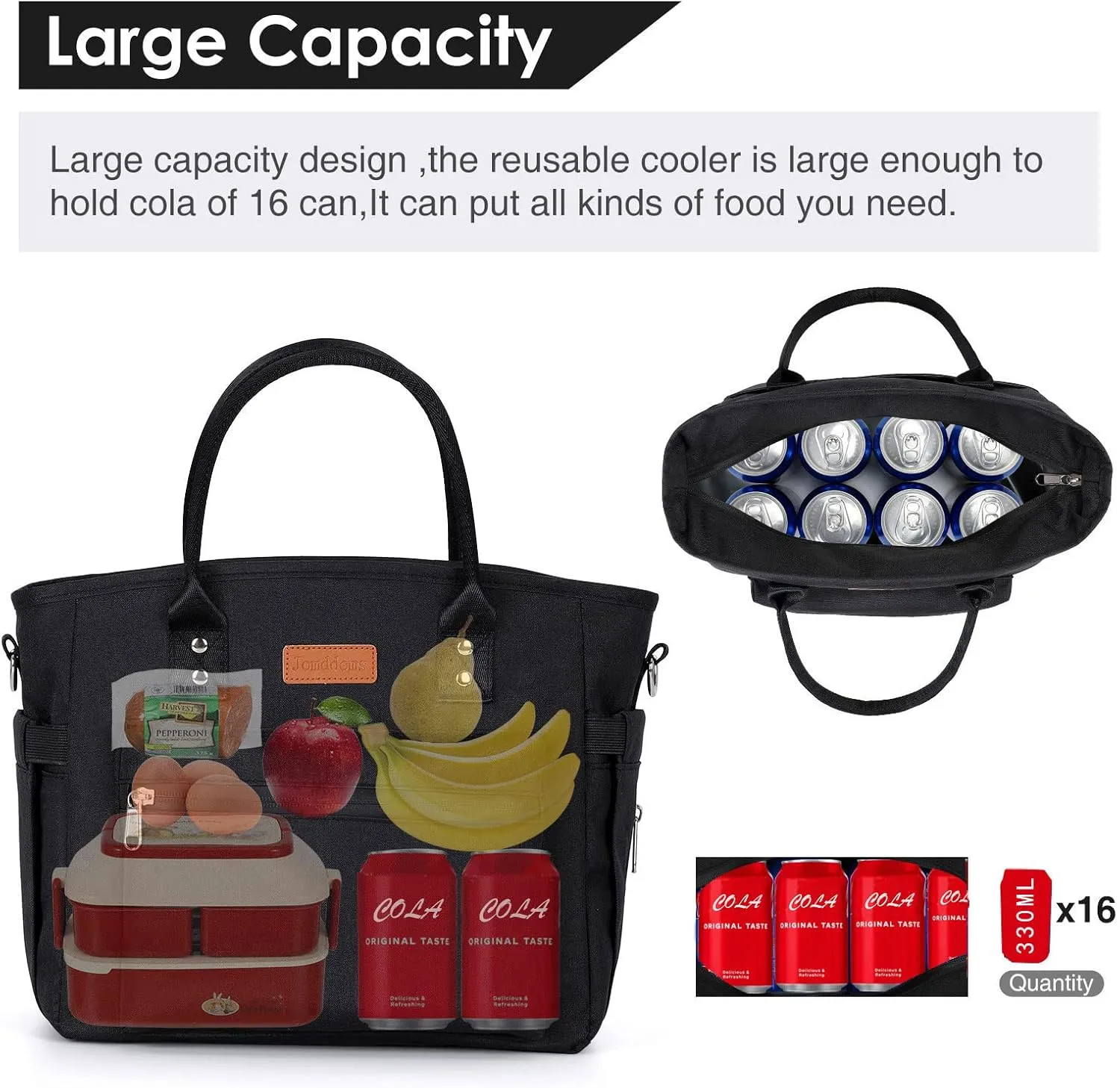 Insulated Lunch Bag for Women/Men,LeakProof Adult Lunch Box,Large Lunch Tote Bag with Removable Shoulder Strap,Portable Reusable Lunch Cooler Bag for Office Work Picnic Beach