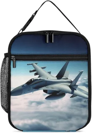 Insulated Lunch Bag Portable Reusable Cooler Tote Bag Aircraft Fighter Jets Lunch Box for Men Women Work Picnic Travel Camping, 27.5X20cm