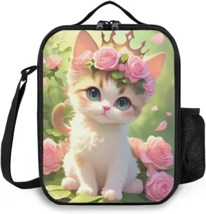 Insulated Lunch Bag, Reusable Portable Lunch Box With Shoulder Strap, Cat Lunch Bag, Funny Cute Bento Lunchbox Cooler Thermal Meal Tote Kit