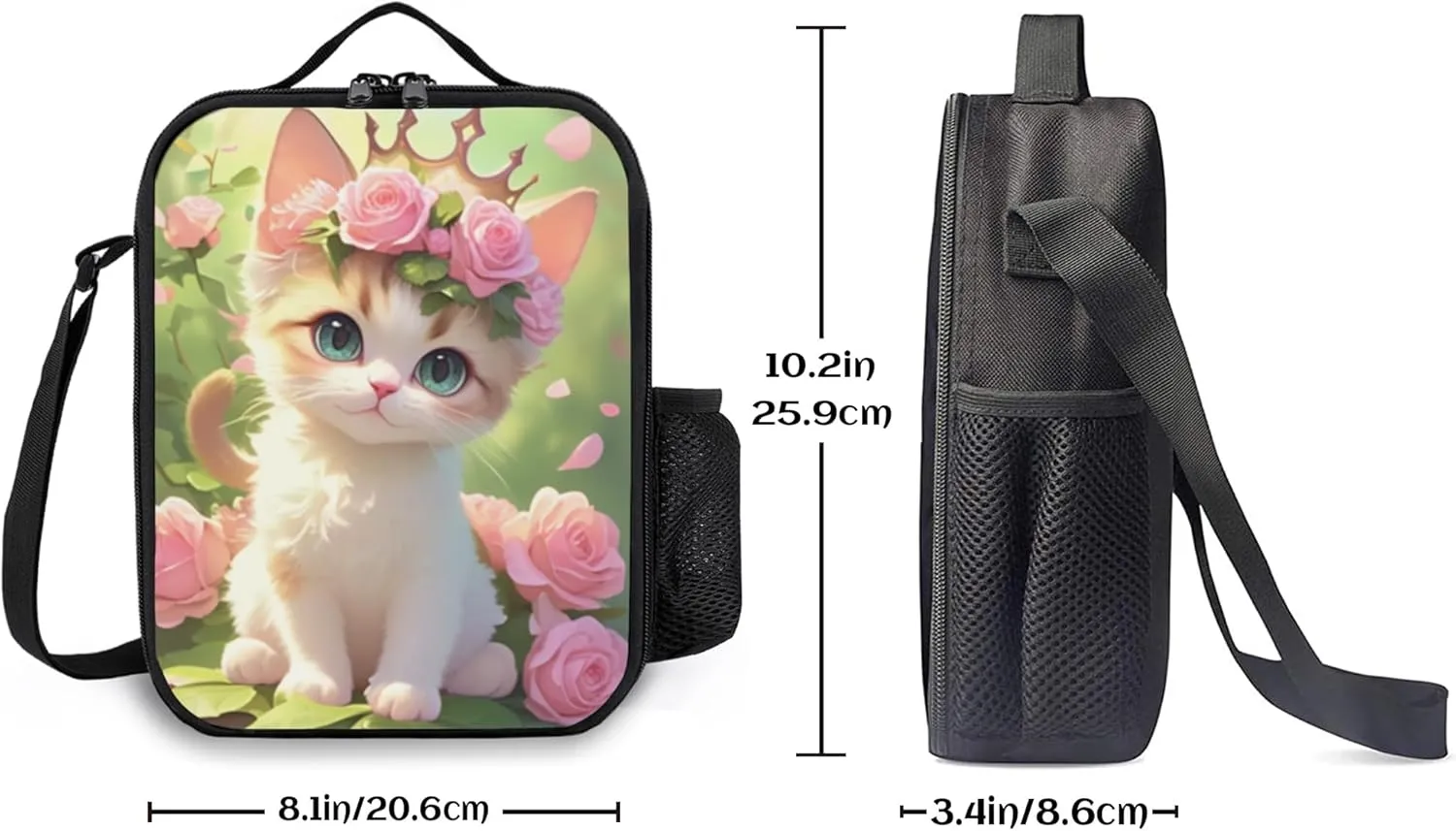 Insulated Lunch Bag, Reusable Portable Lunch Box With Shoulder Strap, Cat Lunch Bag, Funny Cute Bento Lunchbox Cooler Thermal Meal Tote Kit