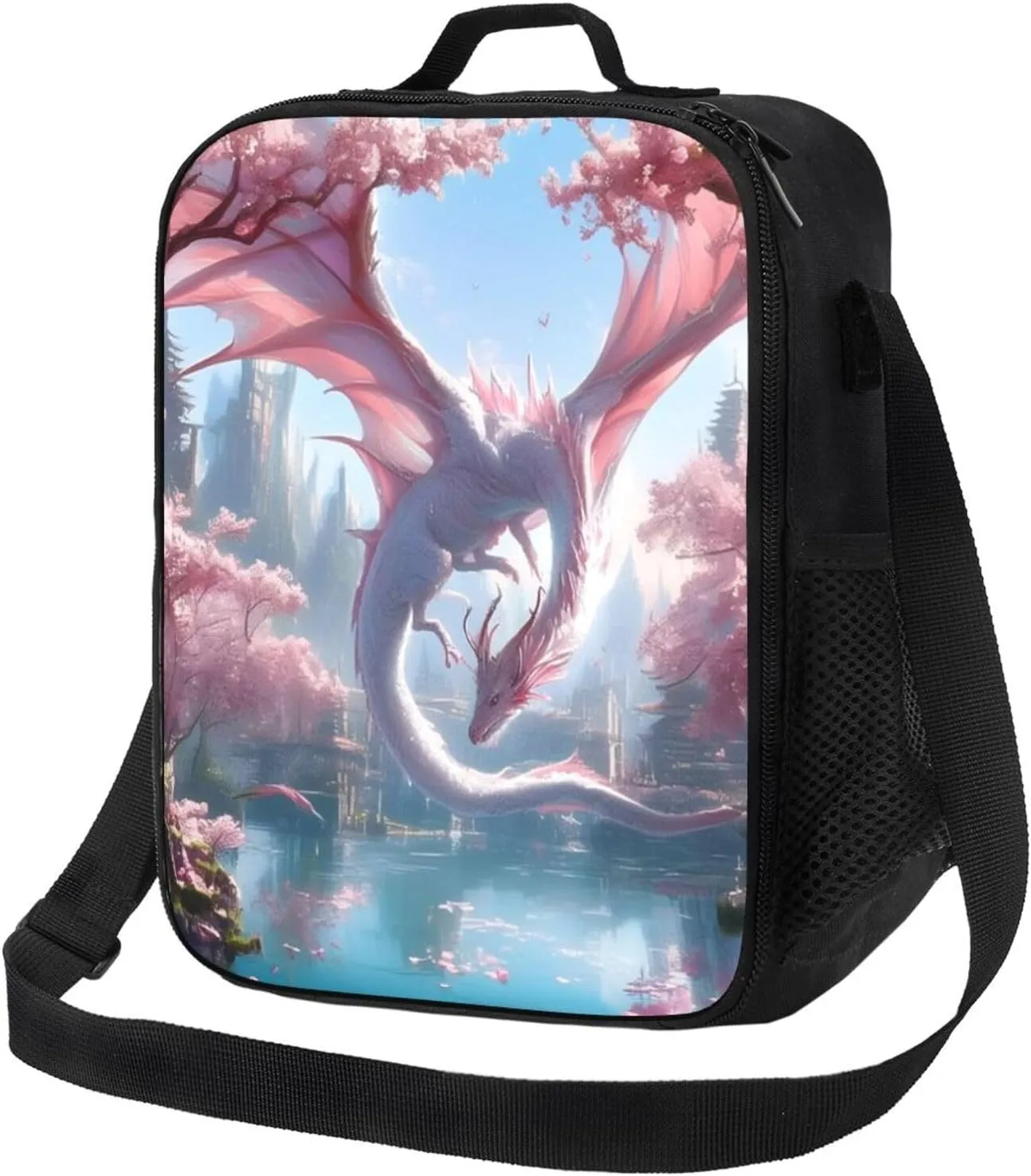 Insulated Lunch Bag, Reusable Portable Lunch Box With Shoulder Strap, Dragon Lunch Bag, Funny Cute Bento Lunchbox Cooler Thermal Meal Tote Kit