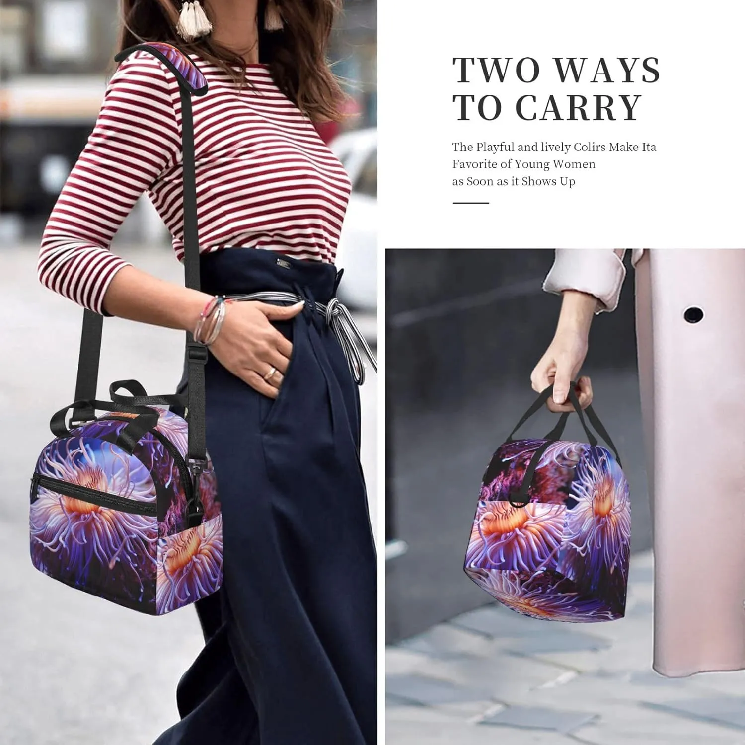 Insulated Lunch Bag Sea Anemone Lunch Box for Women Men Reusable Leakproof Cooler Bag for Office Travel Picnic