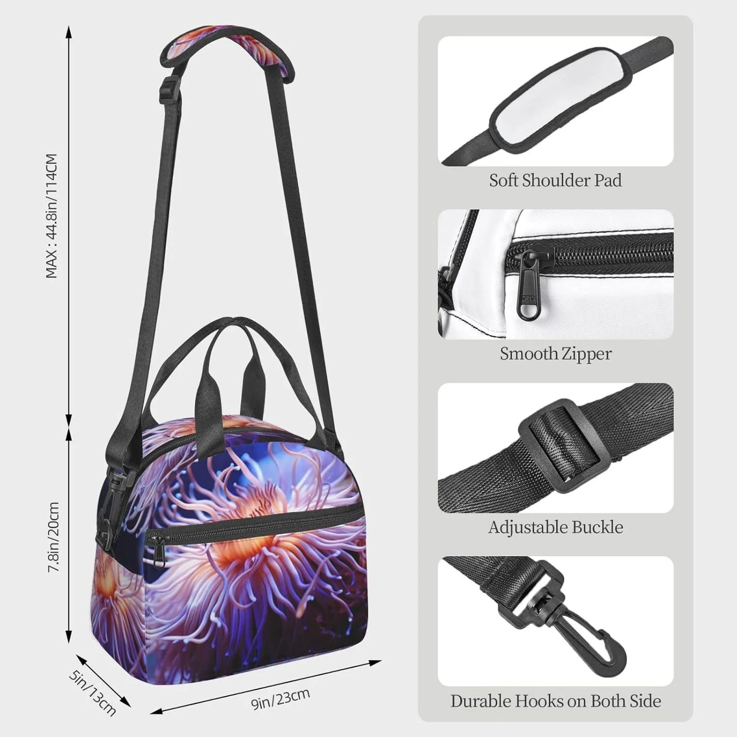 Insulated Lunch Bag Sea Anemone Lunch Box for Women Men Reusable Leakproof Cooler Bag for Office Travel Picnic