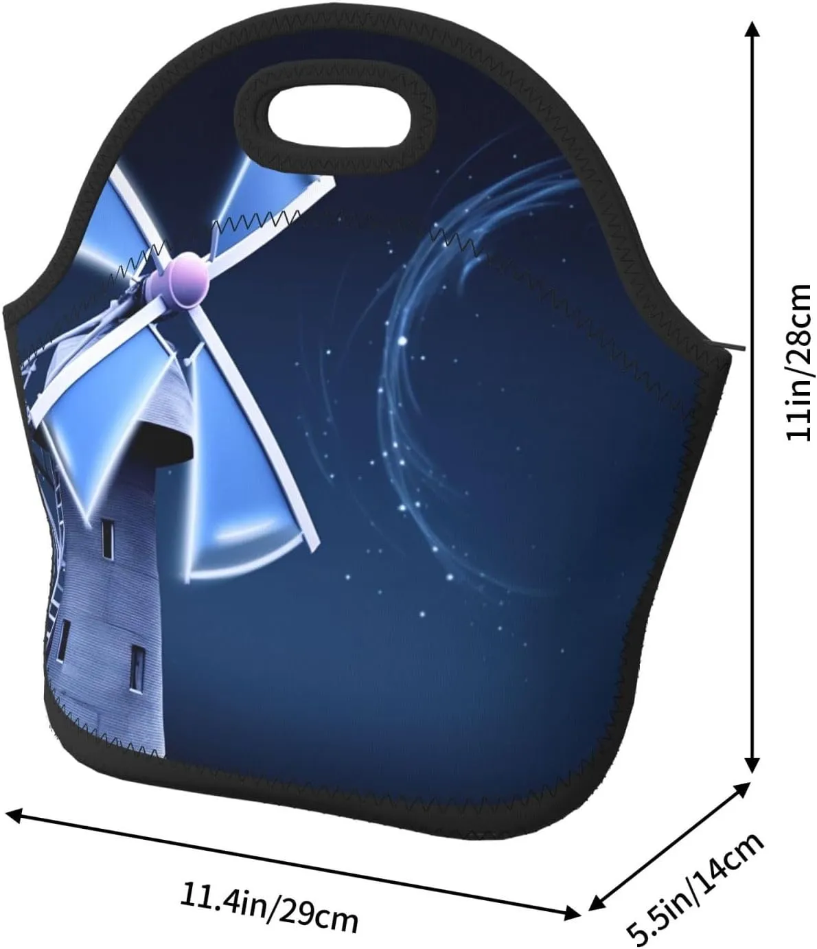 Insulated Lunch Bag Windmill Blue Lunch Box Lunch Bag for Women Lunch Tote Bags Reusable Lunchbox