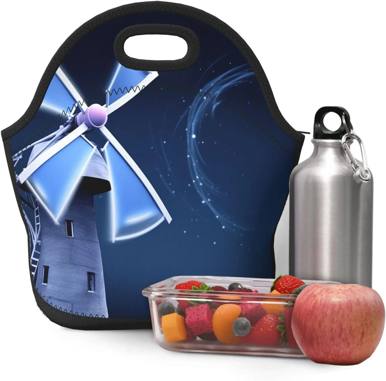 Insulated Lunch Bag Windmill Blue Lunch Box Lunch Bag for Women Lunch Tote Bags Reusable Lunchbox