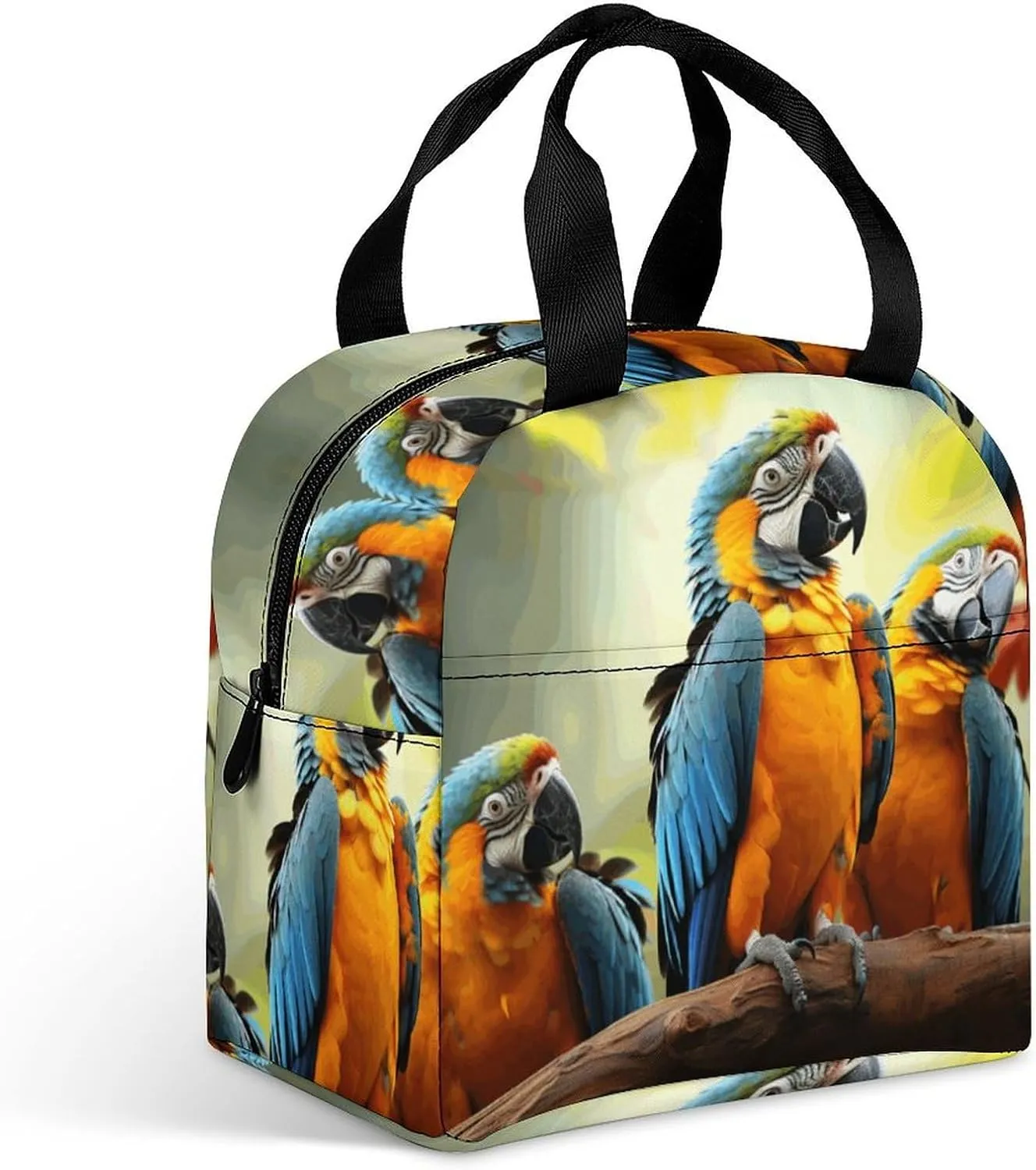 Insulated Lunch Bag,Cute Parrots Print Lunch Tote Bag,leakproof Thermal Cooler Sack Food Handbags