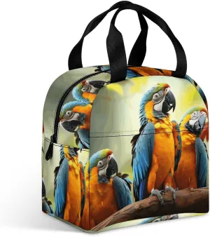 Insulated Lunch Bag,Cute Parrots Print Lunch Tote Bag,leakproof Thermal Cooler Sack Food Handbags