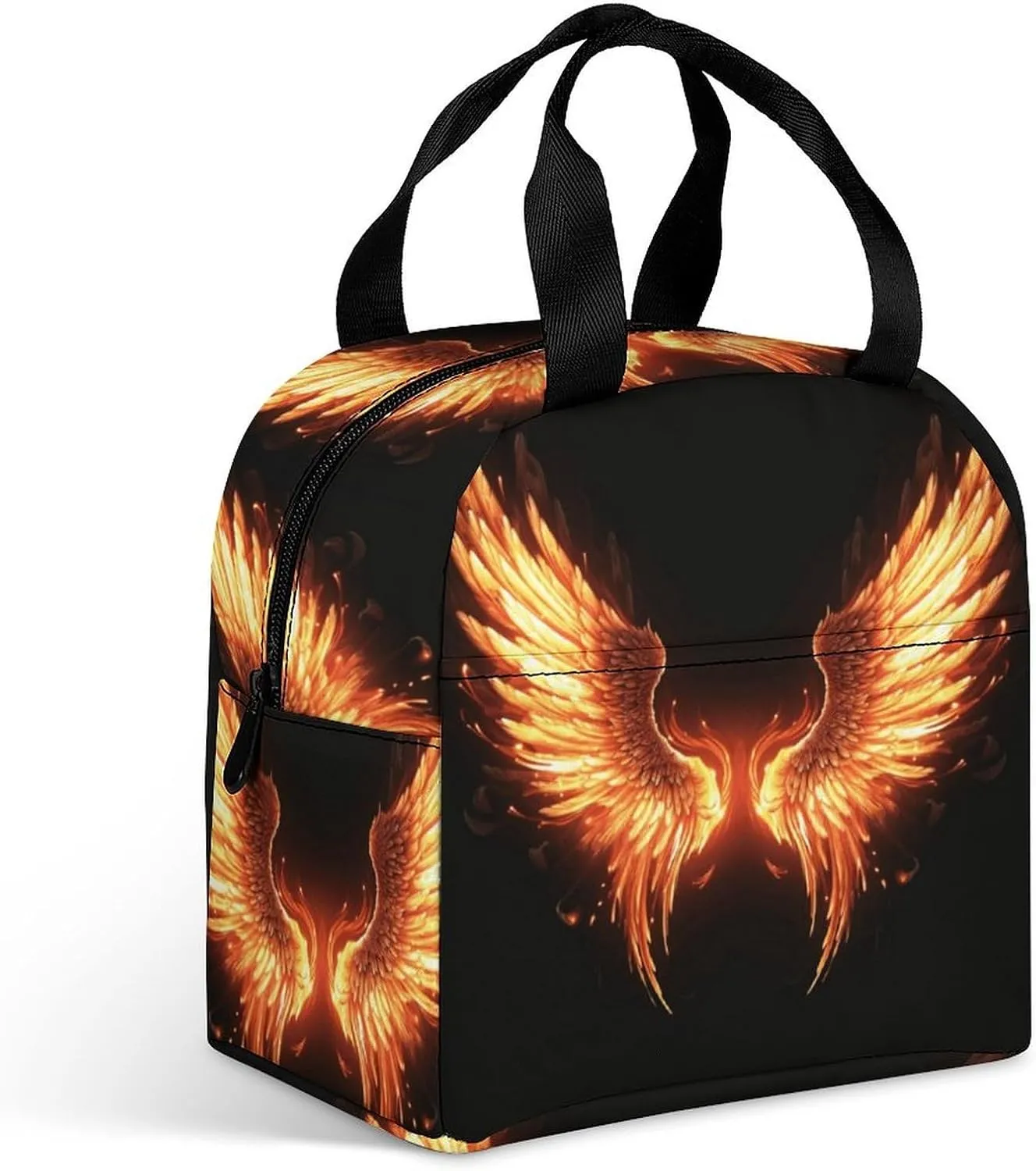 Insulated Lunch Bag,Fire Angle Wings Print Lunch Tote Bag,leakproof Thermal Cooler Sack Food Handbags