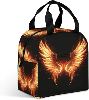 Insulated Lunch Bag,Fire Angle Wings Print Lunch Tote Bag,leakproof Thermal Cooler Sack Food Handbags