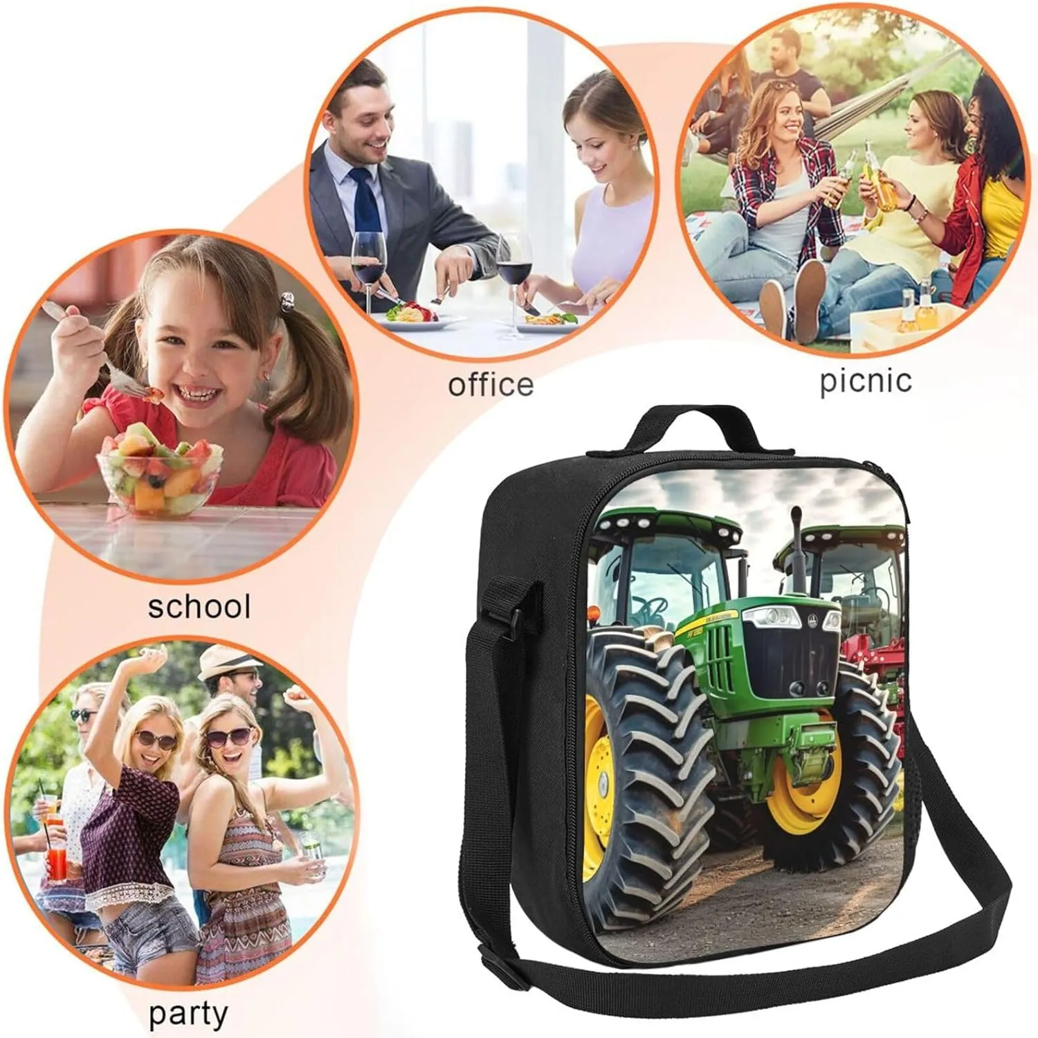 Insulated Lunch Bags for Women agricultural machinery Reusable Lunch Boxes Waterproof Shoulder Bag Lunch Cooler Bag for Work