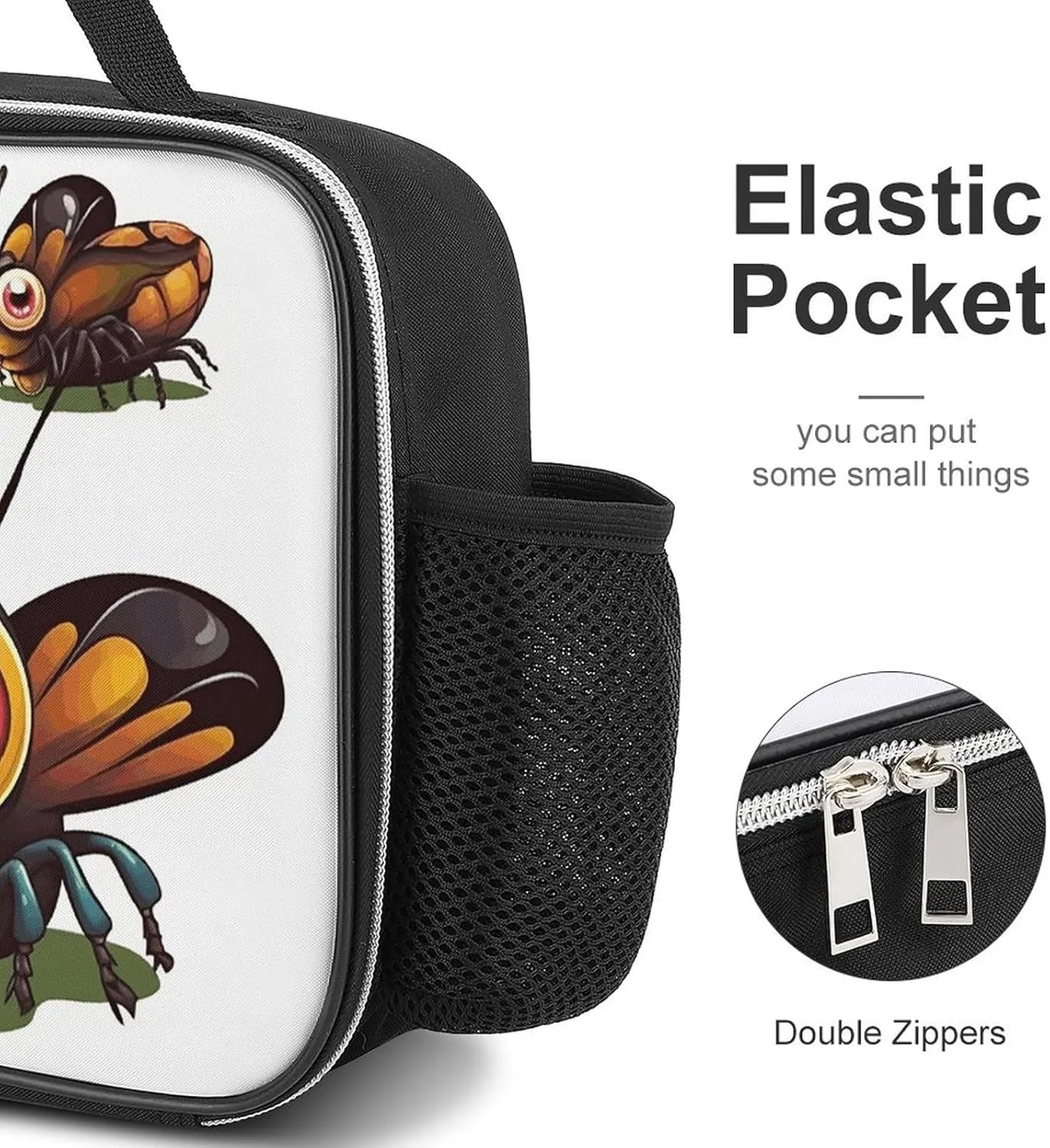 Insulated Lunch Bags for Women Cartoon Insect Reusable Lunch Boxes Waterproof Shoulder Bag Lunch Cooler Bag for Work