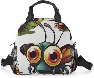 Insulated Lunch Bags for Women Cartoon Insect Reusable Lunch Boxes Waterproof Shoulder Bag Lunch Cooler Bag for Work