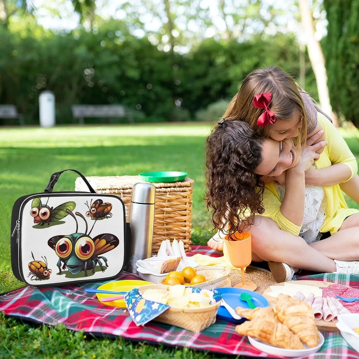 Insulated Lunch Bags for Women Cartoon Insect Reusable Lunch Boxes Waterproof Shoulder Bag Lunch Cooler Bag for Work