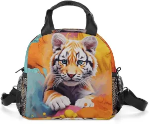 Insulated Lunch Bags for Women Color Animation Reusable Lunch Boxes Waterproof Tote Bag Lunch Cooler Bag for Work