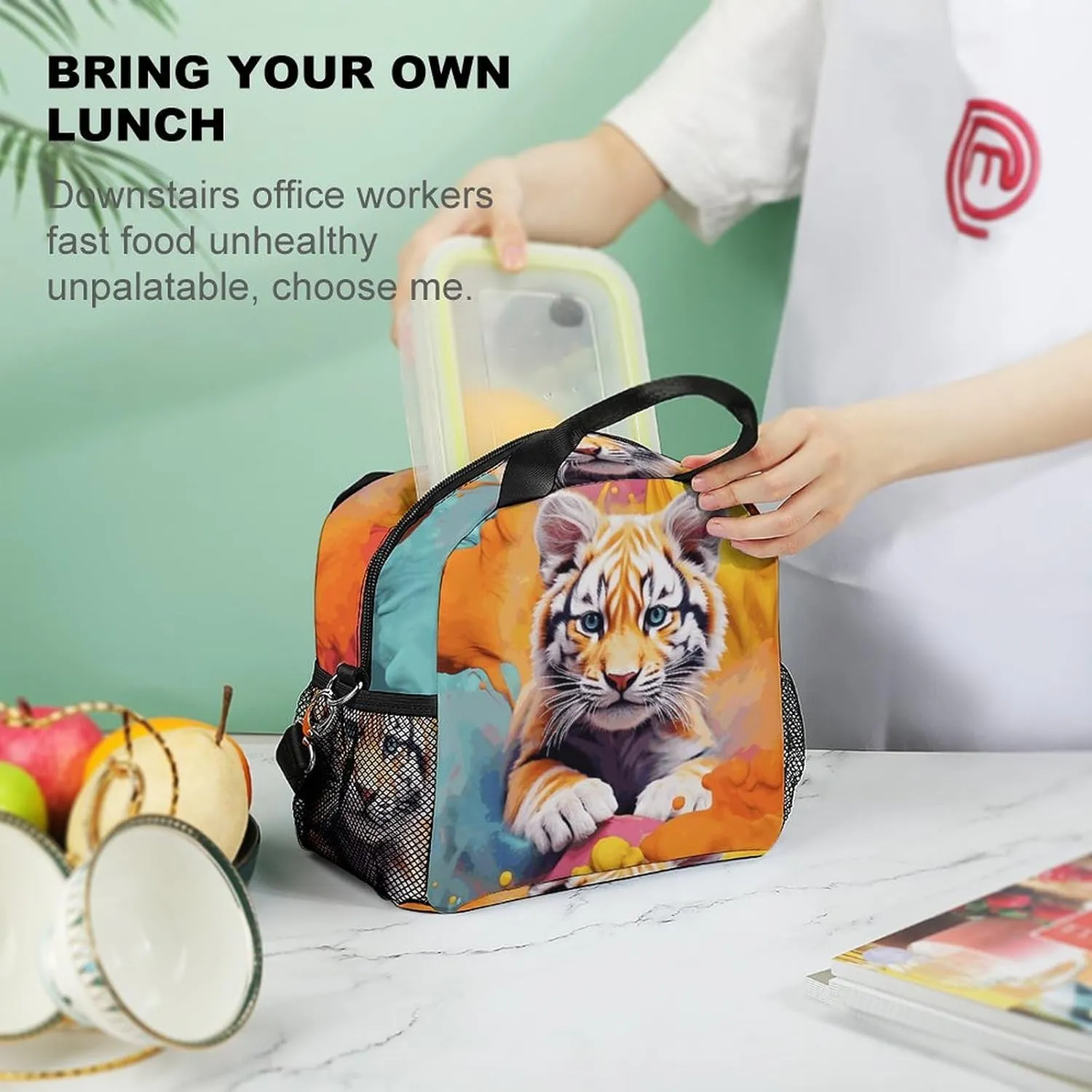 Insulated Lunch Bags for Women Color Animation Reusable Lunch Boxes Waterproof Tote Bag Lunch Cooler Bag for Work