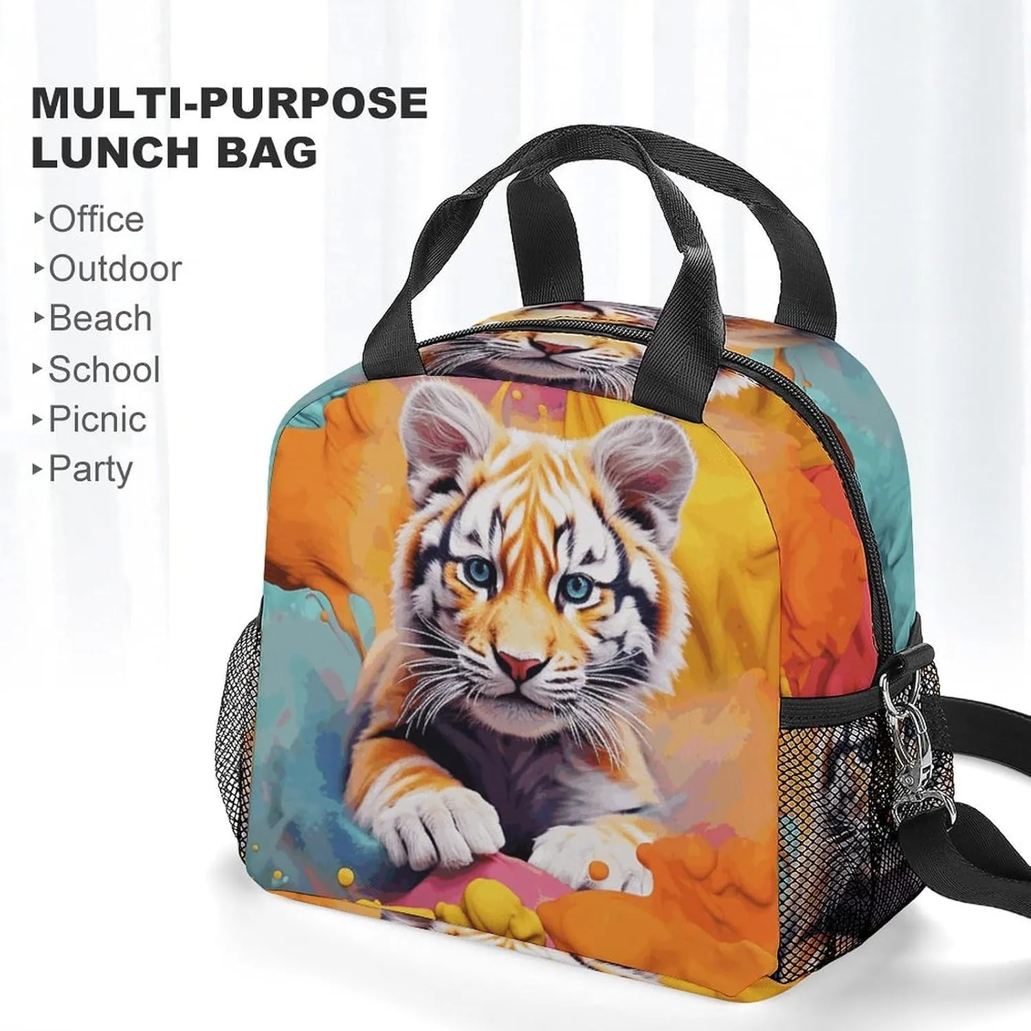 Insulated Lunch Bags for Women Color Animation Reusable Lunch Boxes Waterproof Tote Bag Lunch Cooler Bag for Work