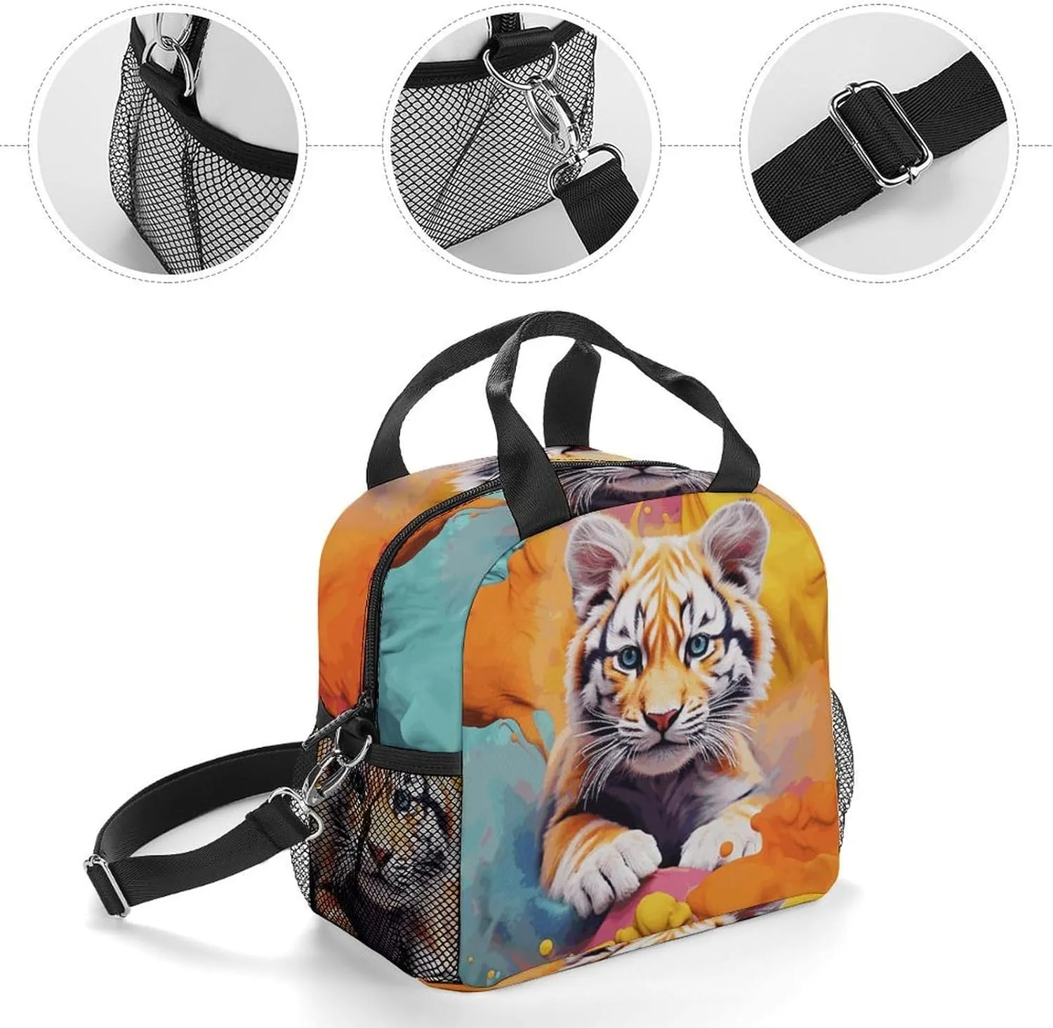 Insulated Lunch Bags for Women Color Animation Reusable Lunch Boxes Waterproof Tote Bag Lunch Cooler Bag for Work