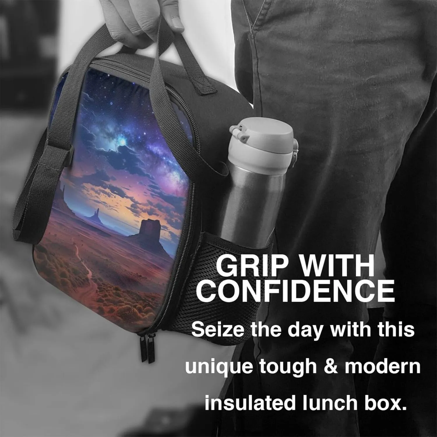 Insulated Lunch Bags for Women Nebula in Desert Monument Reusable Lunch Boxes Waterproof Shoulder Bag Lunch Cooler Bag for Work