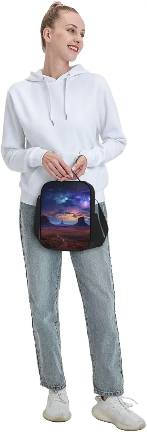 Insulated Lunch Bags for Women Nebula in Desert Monument Reusable Lunch Boxes Waterproof Shoulder Bag Lunch Cooler Bag for Work