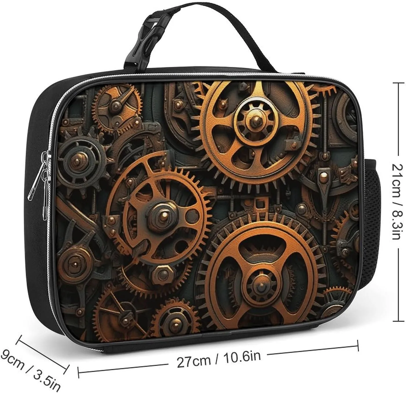 Insulated Lunch Bags for Women Orange Steam Gear Reusable Lunch Boxes Waterproof Shoulder Bag Lunch Cooler Bag for Work