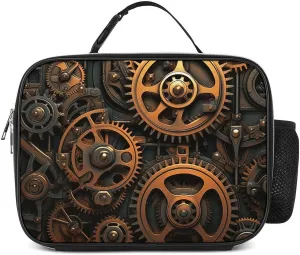 Insulated Lunch Bags for Women Orange Steam Gear Reusable Lunch Boxes Waterproof Shoulder Bag Lunch Cooler Bag for Work