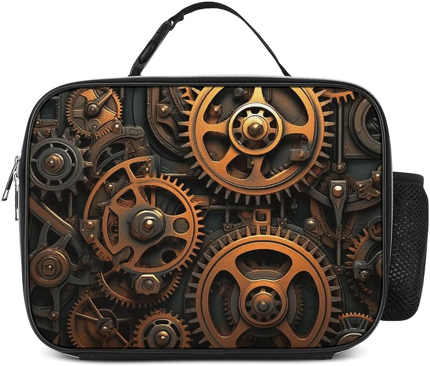 Insulated Lunch Bags for Women Orange Steam Gear Reusable Lunch Boxes Waterproof Shoulder Bag Lunch Cooler Bag for Work