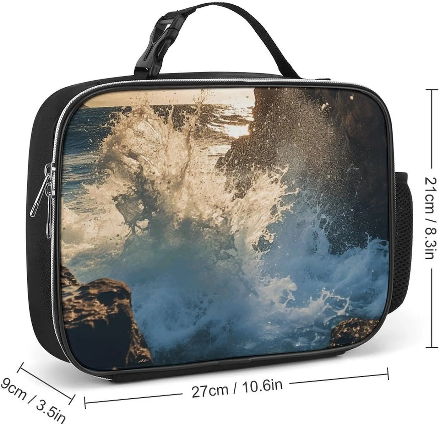 Insulated Lunch Bags for Women Rocky Coastline Reusable Lunch Boxes Waterproof Shoulder Bag Lunch Cooler Bag for Work