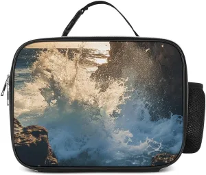 Insulated Lunch Bags for Women Rocky Coastline Reusable Lunch Boxes Waterproof Shoulder Bag Lunch Cooler Bag for Work