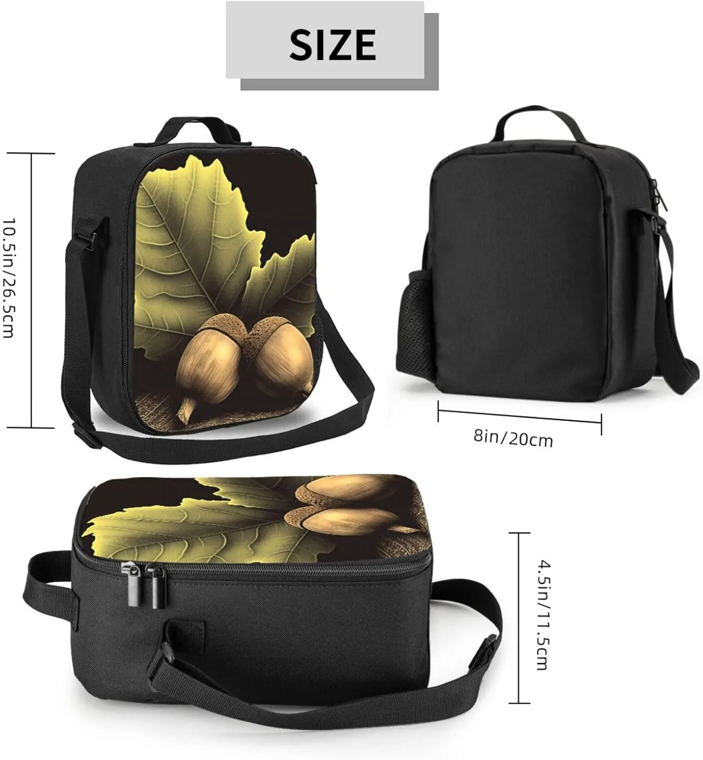 Insulated Lunch Bags for Women Two acorns Reusable Lunch Boxes Waterproof Shoulder Bag Lunch Cooler Bag for Work