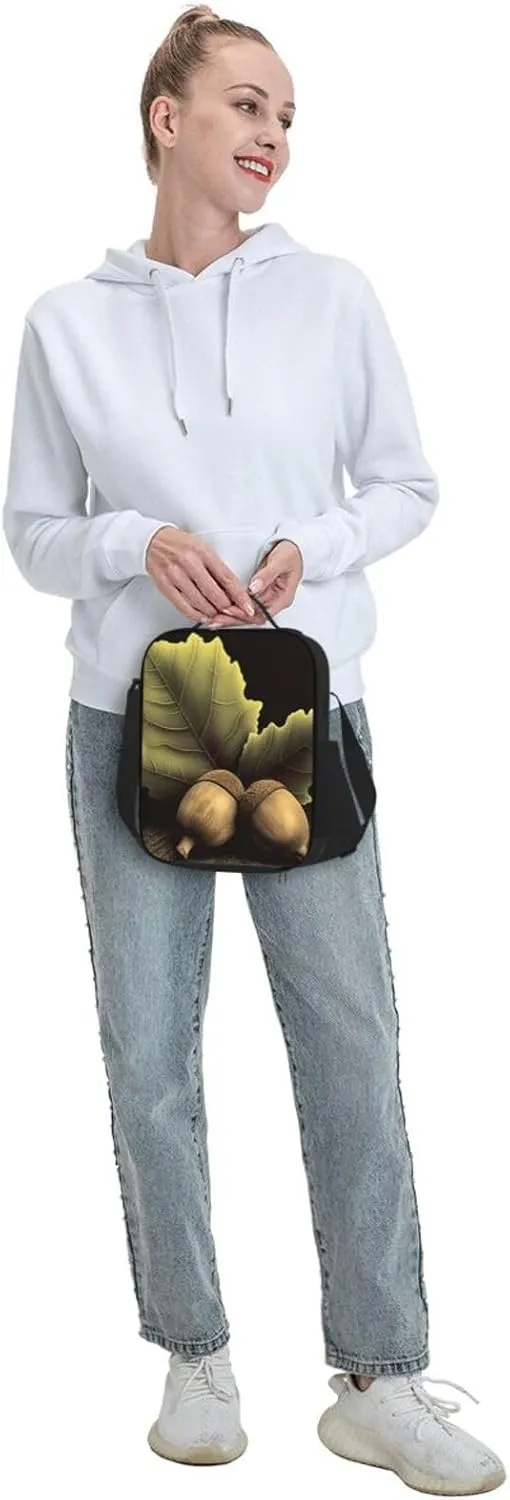 Insulated Lunch Bags for Women Two acorns Reusable Lunch Boxes Waterproof Shoulder Bag Lunch Cooler Bag for Work
