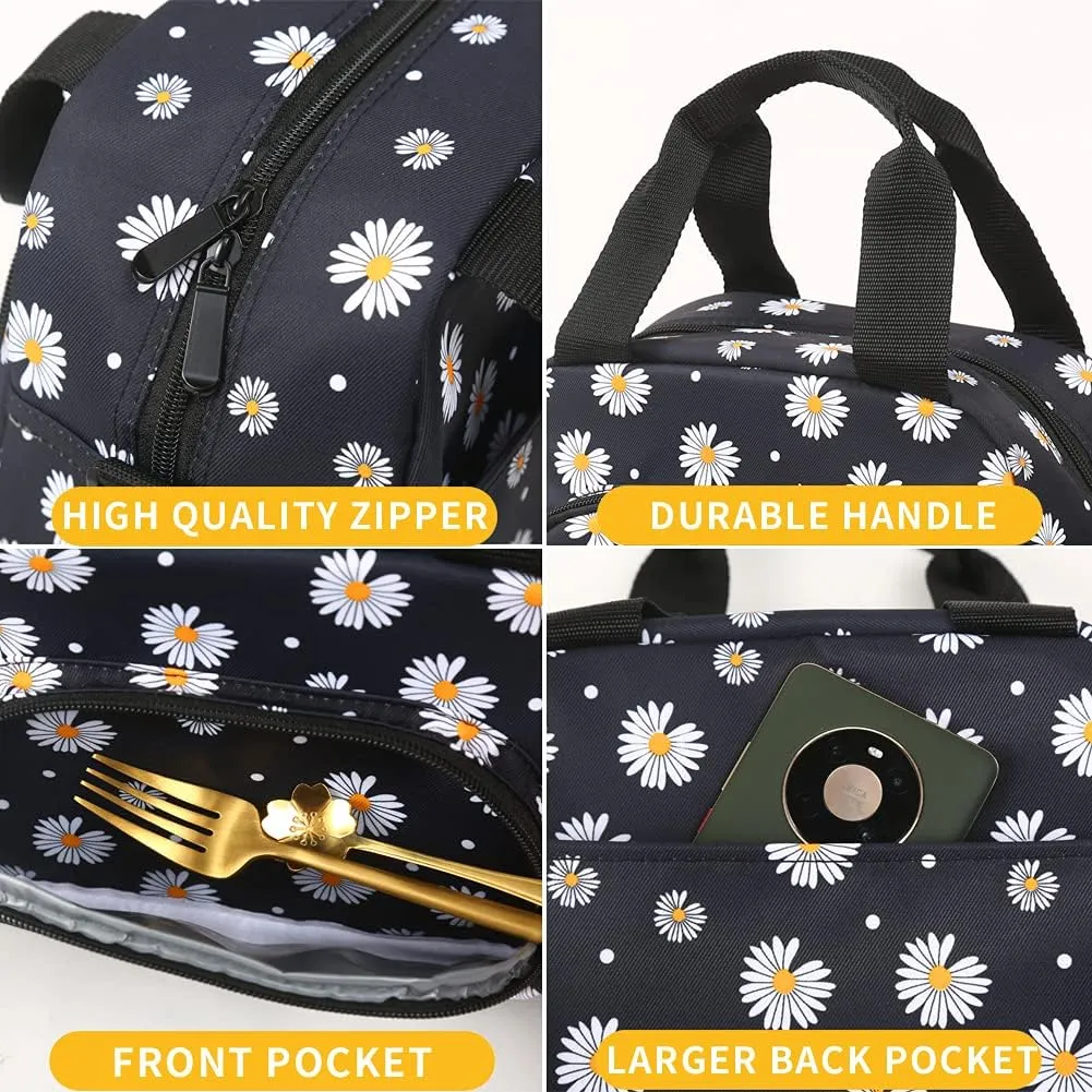 Insulated Lunch Box For Women Office Work Designer Small Lunch Cooler For Girls Fit Fresh Thermal Hot Lunch Bag For School Teen Three Pocket Soft Cute Kit