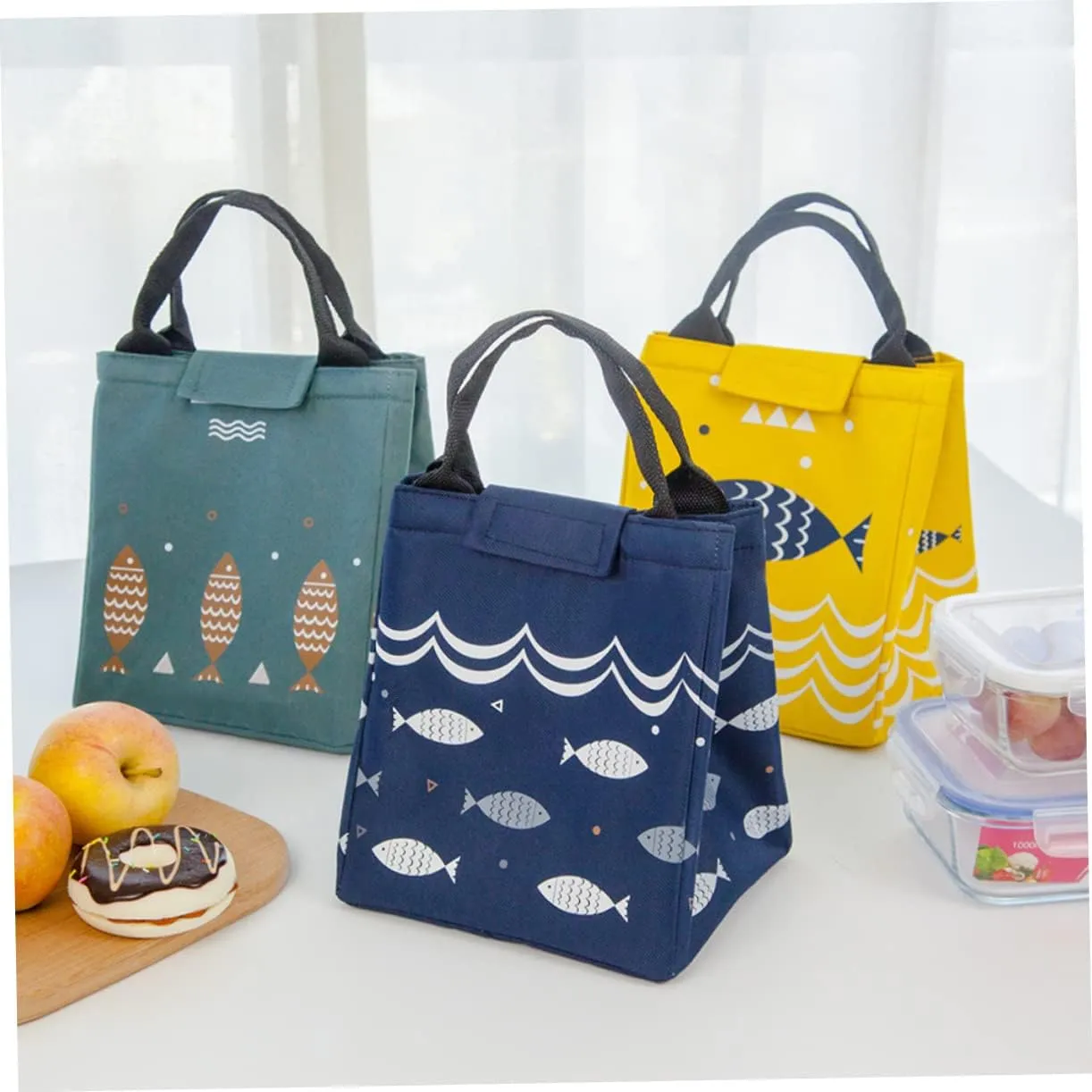 Insulated Lunch Tote Bag Thermal Lunch Bag for Outdoor Waterproof Tote Heat Preservation for School Work Travel (gray)