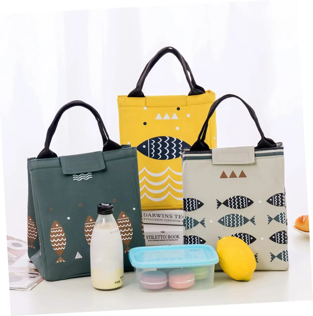 Insulated Lunch Tote Bag Thermal Lunch Bag for Outdoor Waterproof Tote Heat Preservation for School Work Travel (gray)